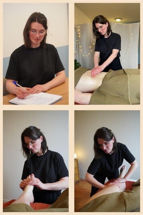 Montage photo de réflexologie plantaire, massage, drainage lymphatique et naturopathie